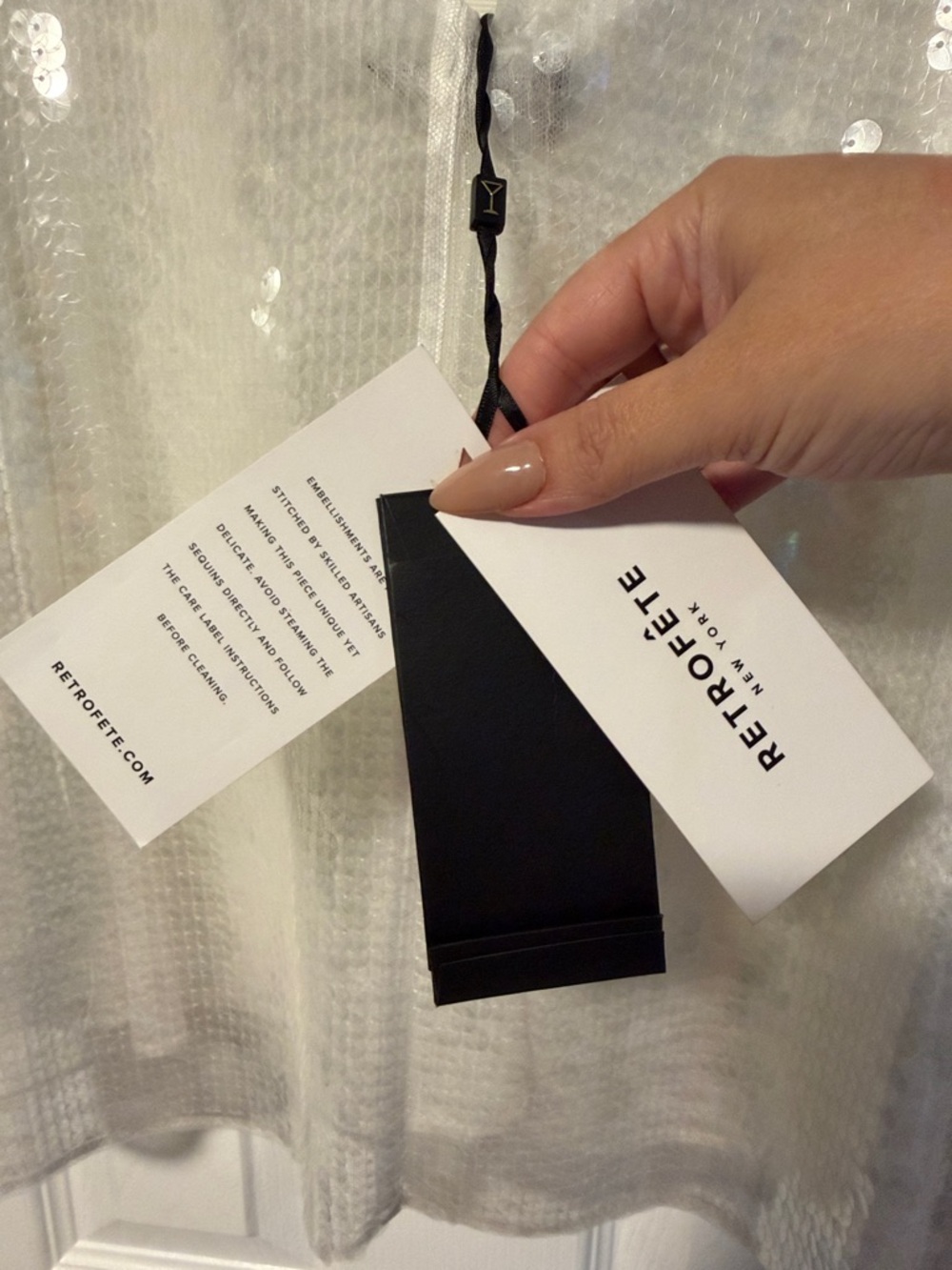Retrofete White Sequin Mini Slip Dress - Picture 10 of 13